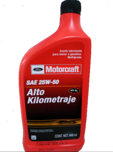 ACEITE MOTOR   25W50 LITRO  ALTO KILOMETRAJE    MOTORCRAFT     CODIGO 025W50