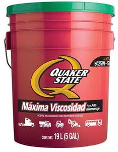 ACEITE MOTOR   25W50 CUBETA  ALTO KILOMETRAJE QUAKER    CODIGO 25W-50